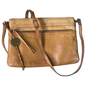 Margot New York Buttery Soft Leather Cognac Crossbody Purse